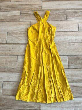 Womens Ann Taylor Factory Mustard Orange Midi Dress - 0